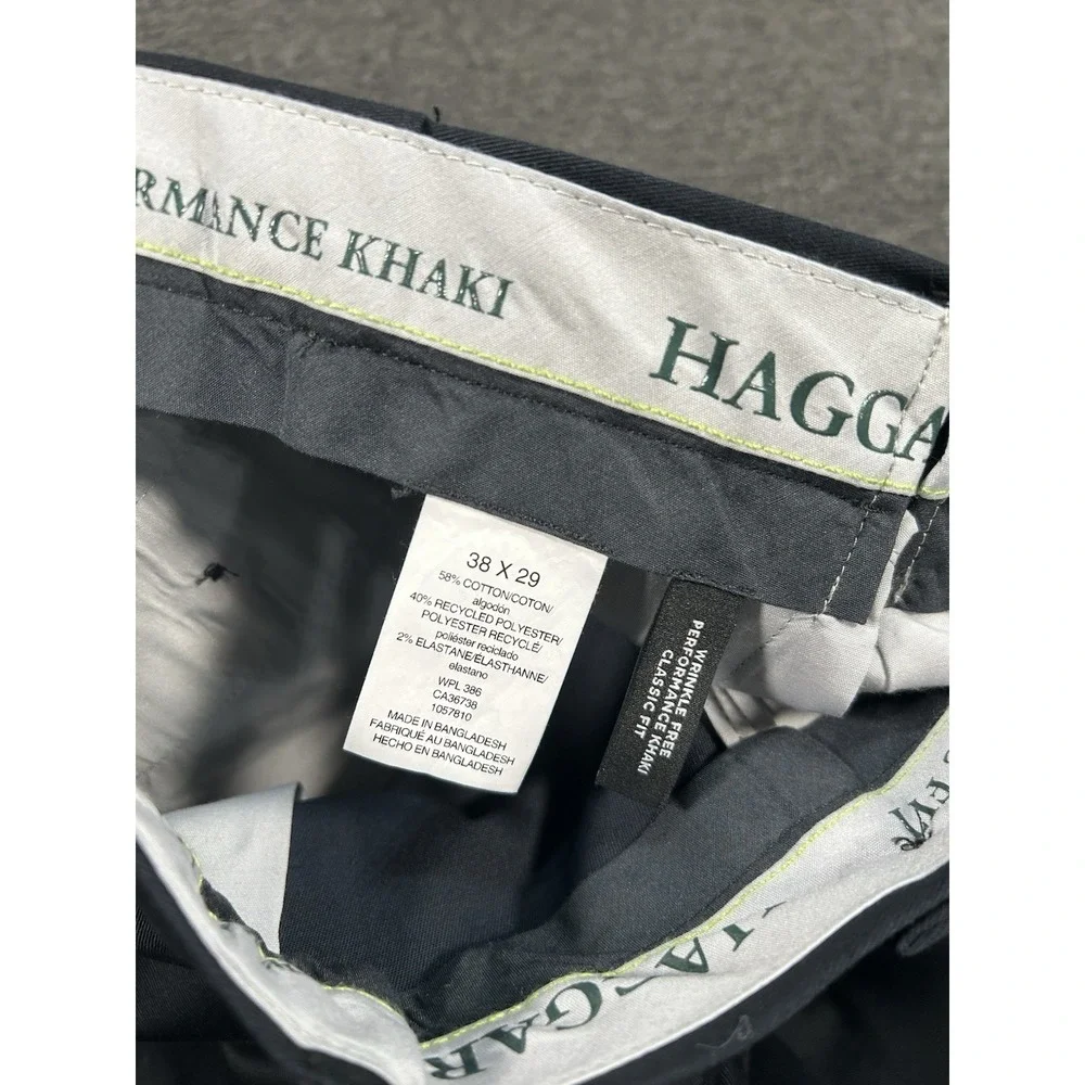 New Haggar Wrinkle Free Performance Khakis Mens 38x29‎ Black Moisture Wicking